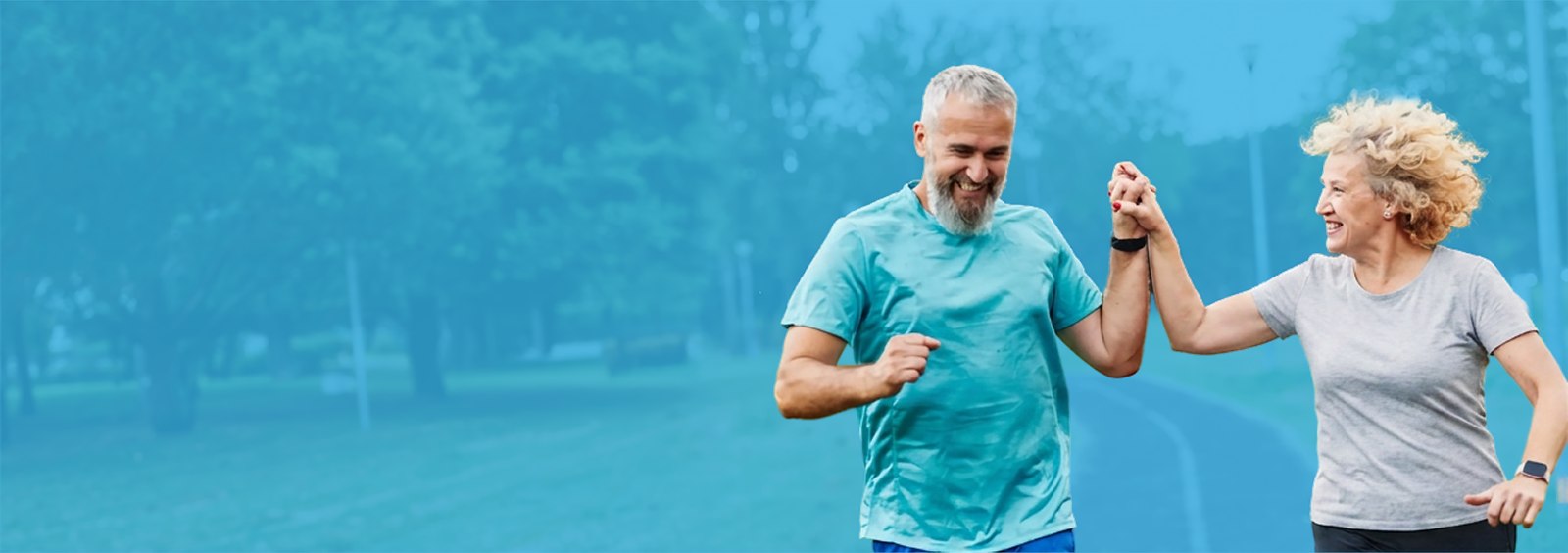Couple jogging together in a park