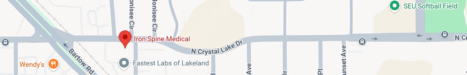 Map to Iron Spine Medical, 1847 N Crystal Lake Drive, Lakeland, Florida
